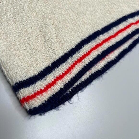 Vintage 80s Women’s Knit Sweater Vest – Size M, White with Red & Navy Trim - Picture 8 of 8